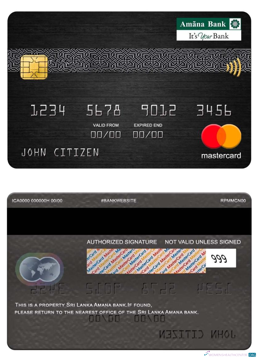 Download Sri Lanka Amana bank mastercard Photoshop template